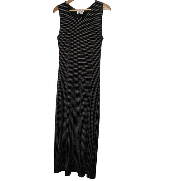 Es Se Slip Dress M Nylon Stretch Black White Polka Dot Sleeveless Stretch - Picture 1 of 5
